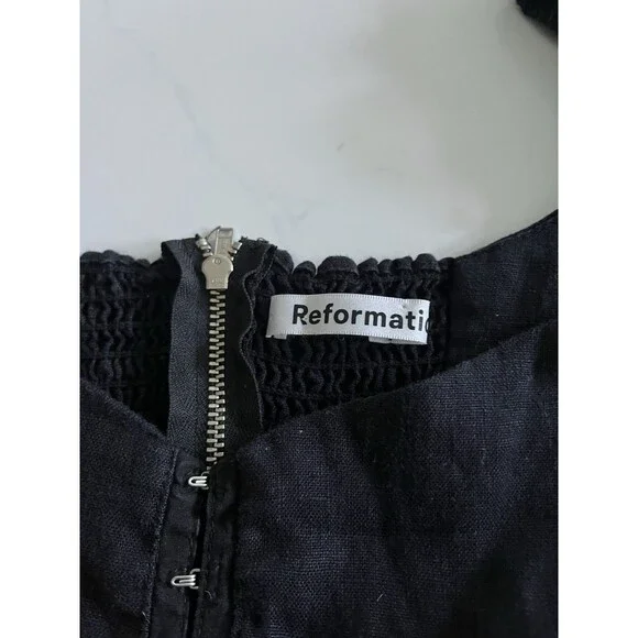 Reformation Seattle 100% Linen Puff Sleeve Mini Dress Size 18 - Picture 6 of 9